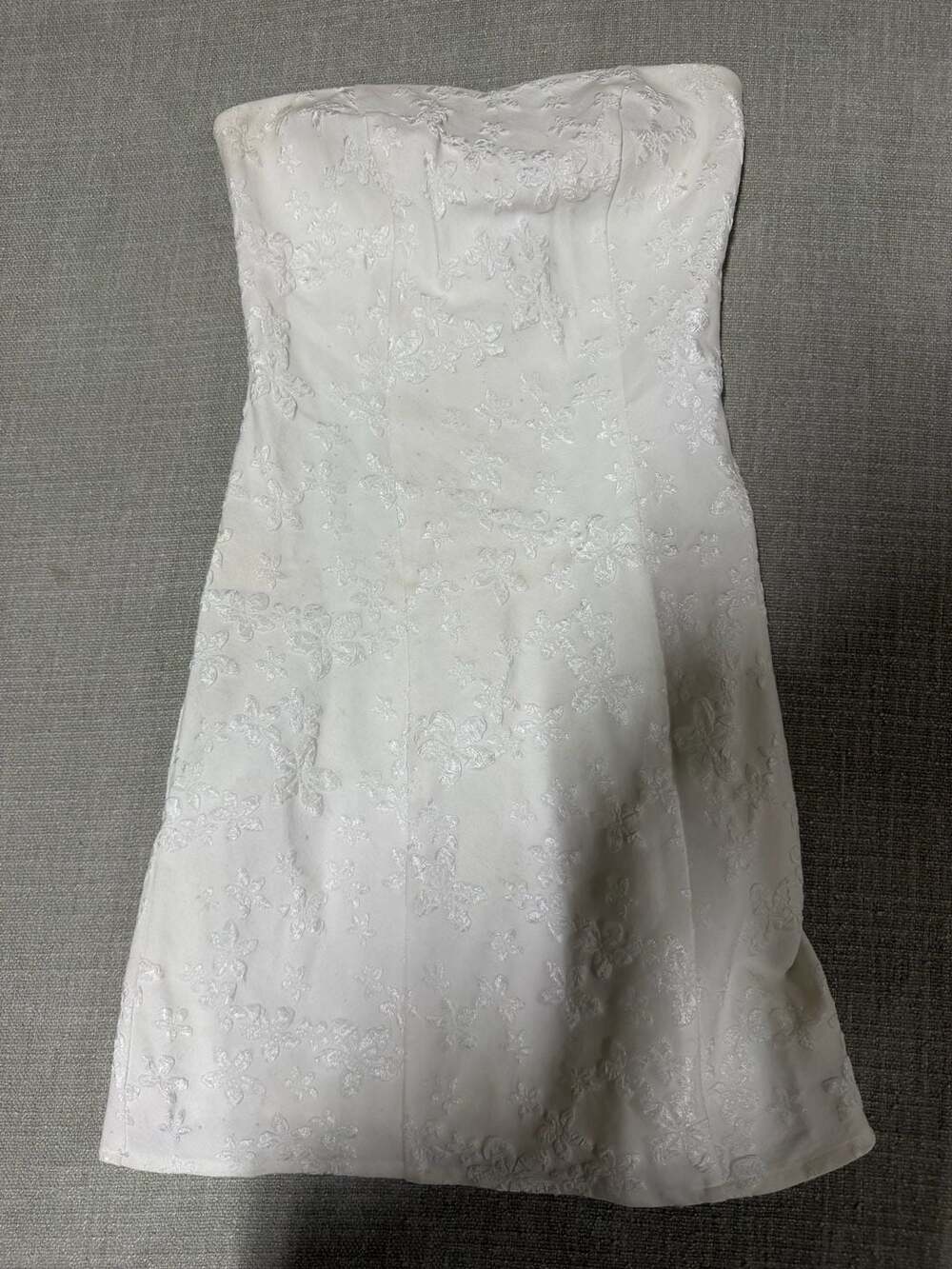 Princess Polly Strapless White Floral Embroidered Mini Dress